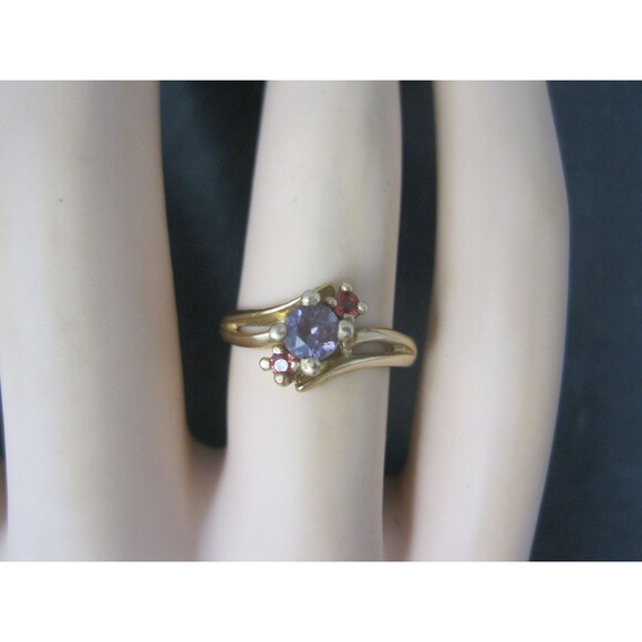 Vintage 10K Zircon Fire Opal Ring Size 6 - Picture 7 of 10